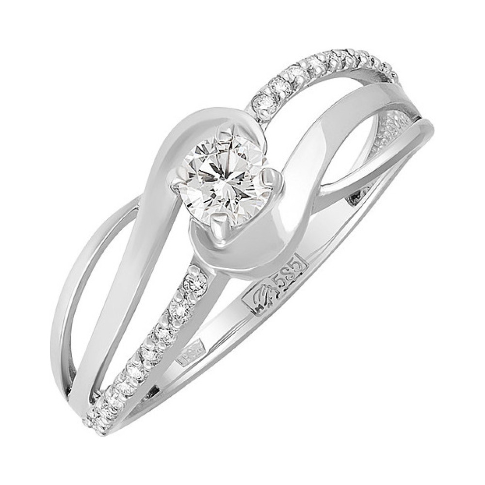 Золотое кольцо с бриллиантом № 129669