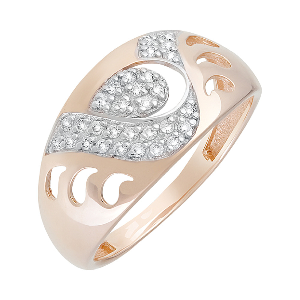 Золотое кольцо с фианитами № 129238