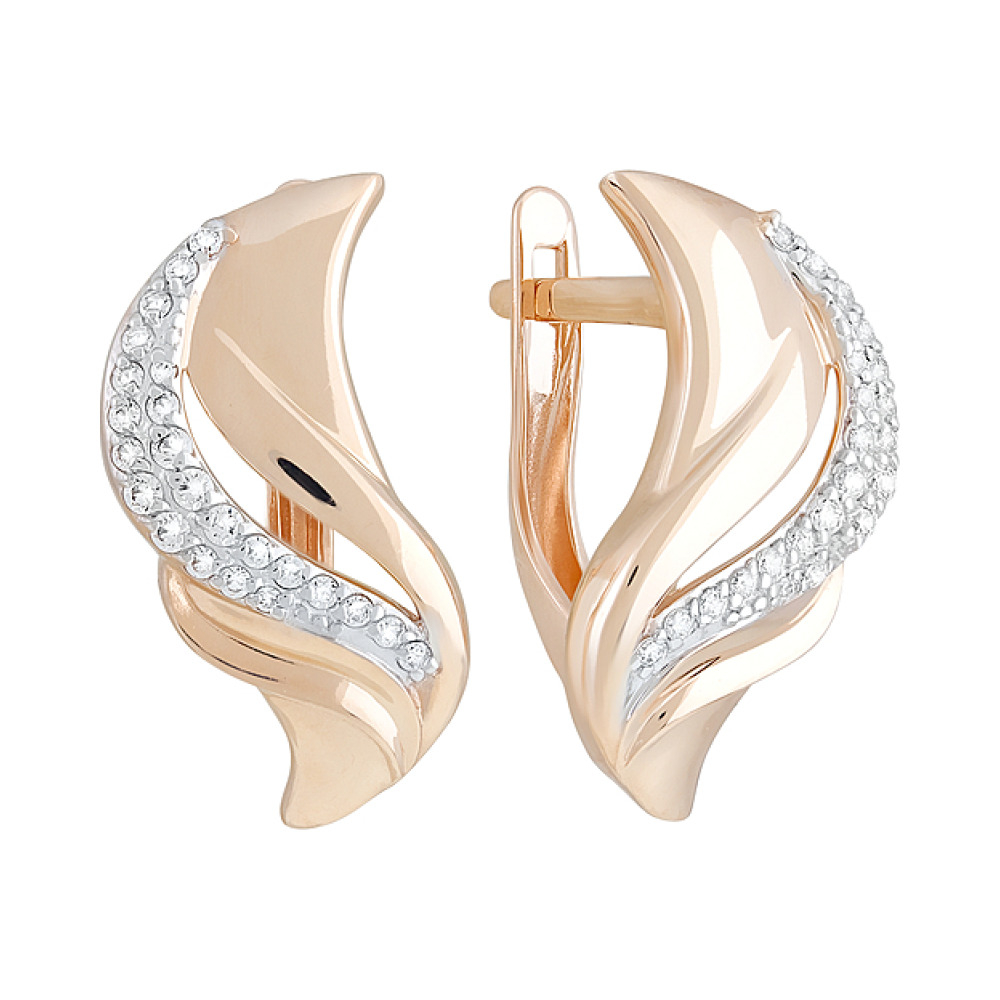 Золотые серьги с фианитами № 127584