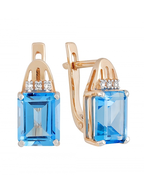 Золотые серьги с топазом и фианитом № 131845