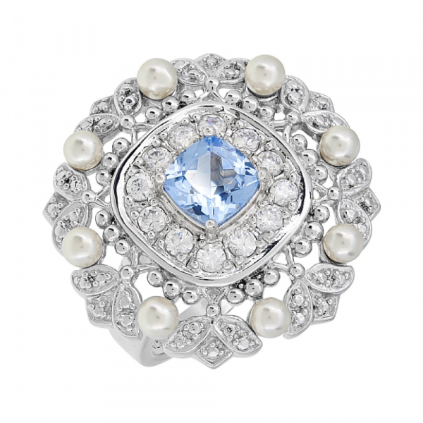 Серебряное кольцо с имитац. шпинели и фианитом № 30897