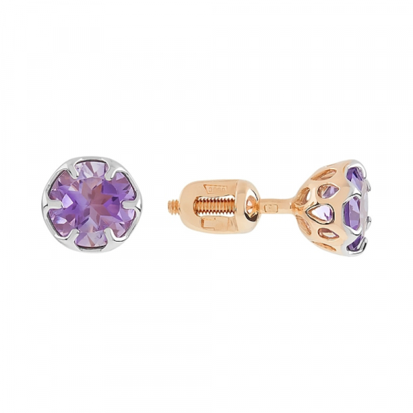 Пуссеты с аметистом № 112029