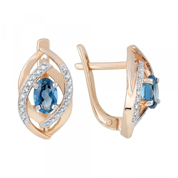 Золотые серьги с топазом и фианитом № 120004