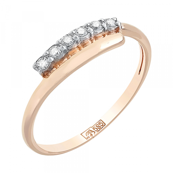 Золотое кольцо с бриллиантом № 75556