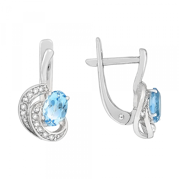 Золотые серьги с топазом и фианитом № 105683