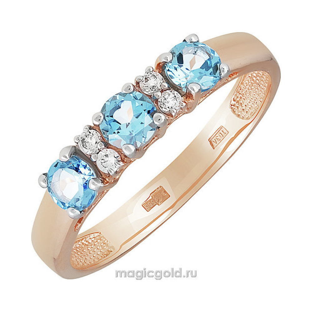 Золотое кольцо с топазом и фианитом № 139737