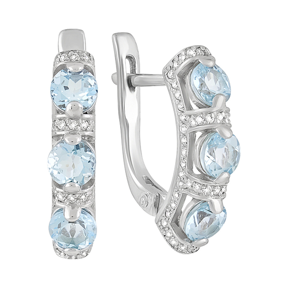 Серебряные серьги с топазом и фианитом № 128961