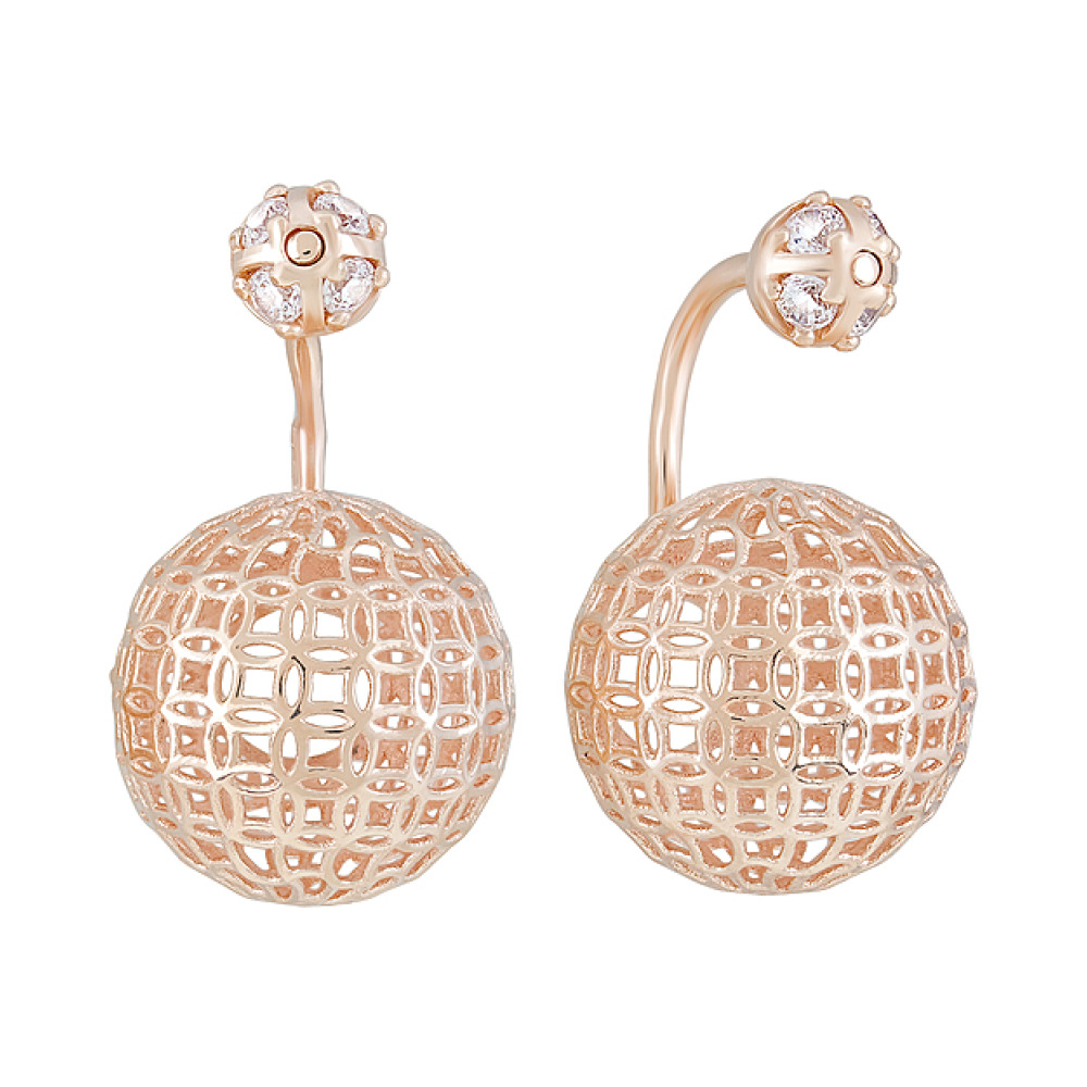 Золотые серьги с фианитами № 126137