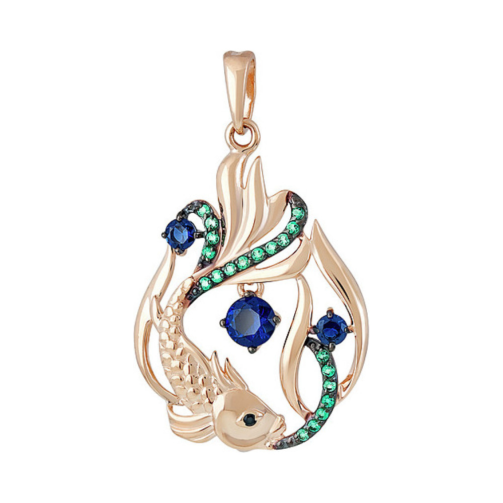 Золотая подвеска с фианитом № 136966