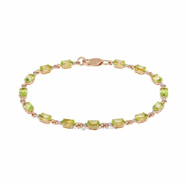 Золотой браслет с хризолитом и фианитом № 163543