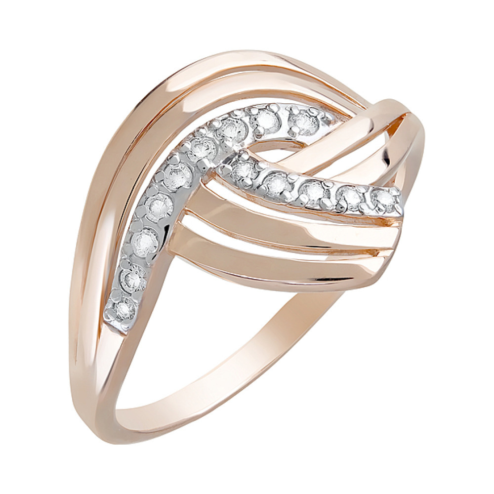 Золотое кольцо с фианитами № 123640