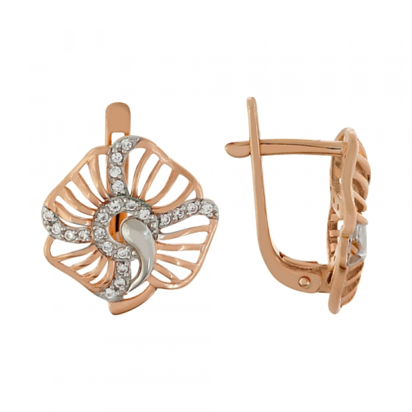Золотые серьги с фианитом № 82432