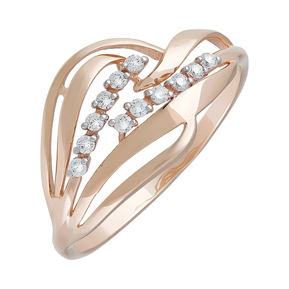 Золотое кольцо с фианитами № 127394