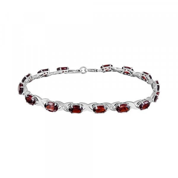 Серебряный браслет с гранатом и фианитом № 134124