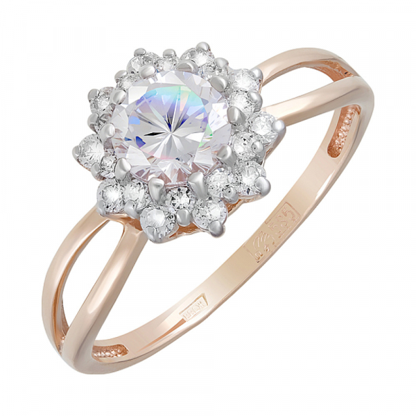 Золотое кольцо с фианитами № 124191