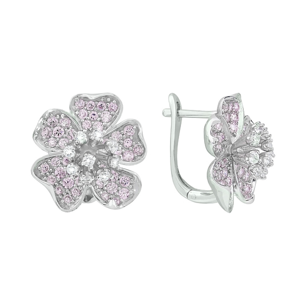 Серебряные серьги с фианитами № 116638