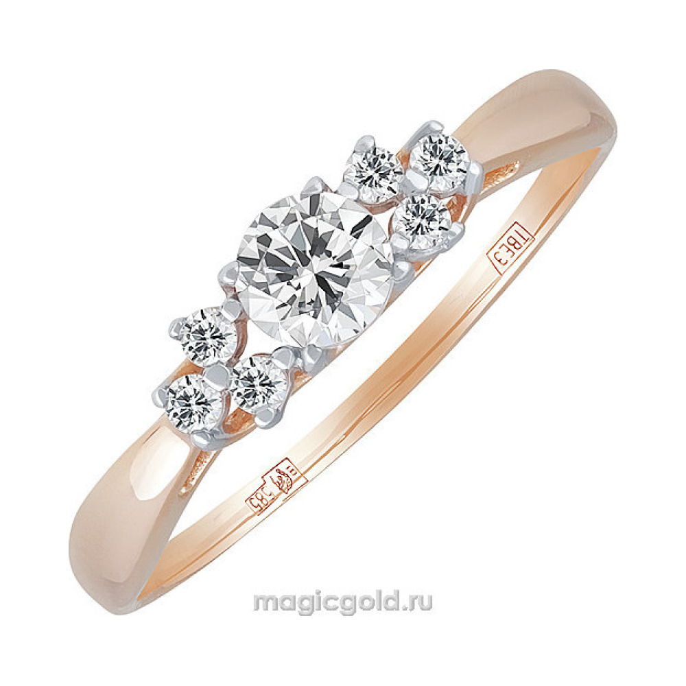Золотое кольцо с кристаллом swarovski № 140931