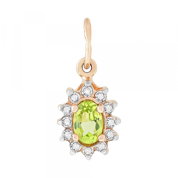 Золотая подвеска с хризолитом и фианитом № 9096