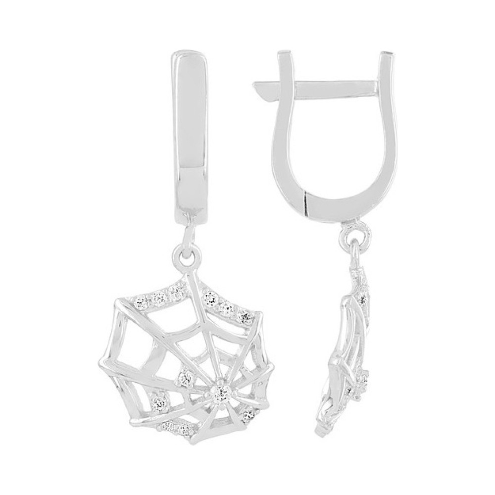 Серебряные серьги с фианитом № 108355