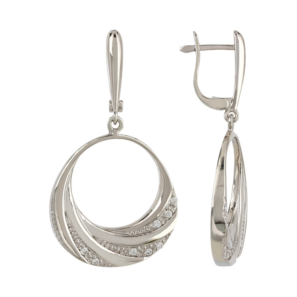 Серебряные серьги с фианитами № 106323