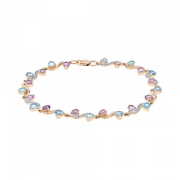 Золотой браслет с полудраг. вставками и фианитом № 115423