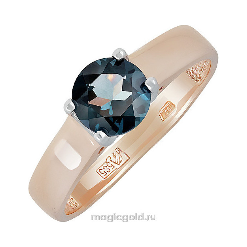Золотое кольцо с топазом и фианитом № 139184