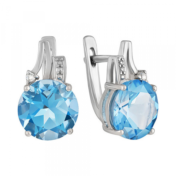 Серебряные серьги с топазом и фианитом № 134255