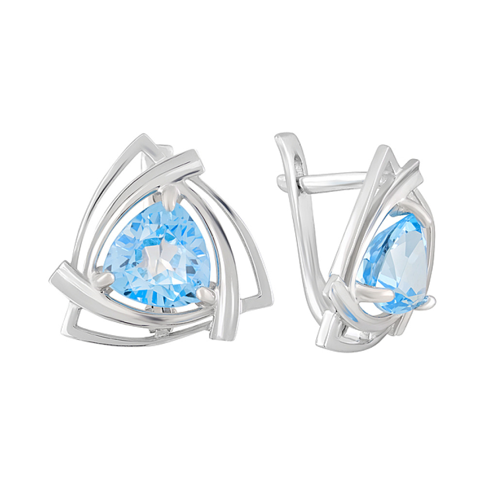 Серебряные серьги с топазом № 123264