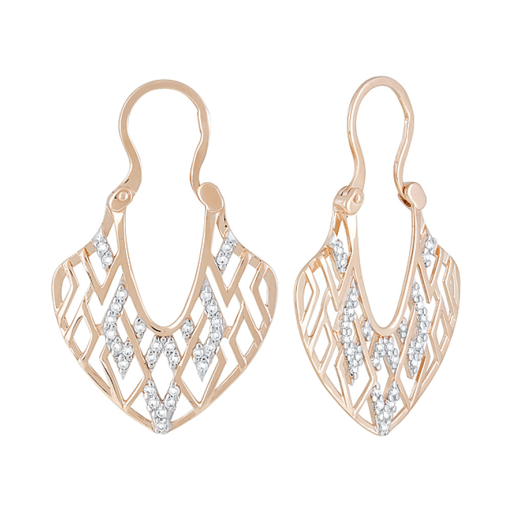 Золотые серьги с фианитами № 122270