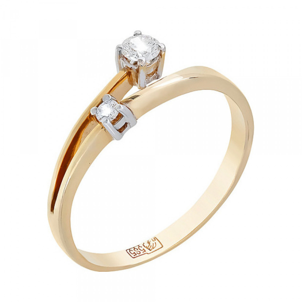 Золотое кольцо с бриллиантом № 111463