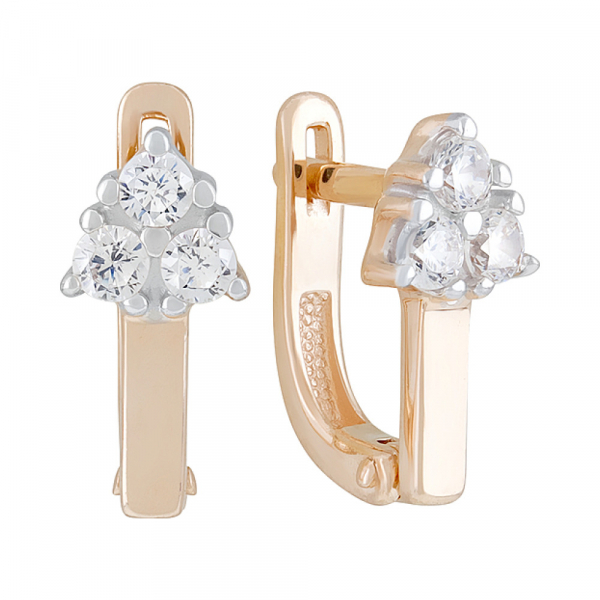 Золотые серьги с фианитами № 127579