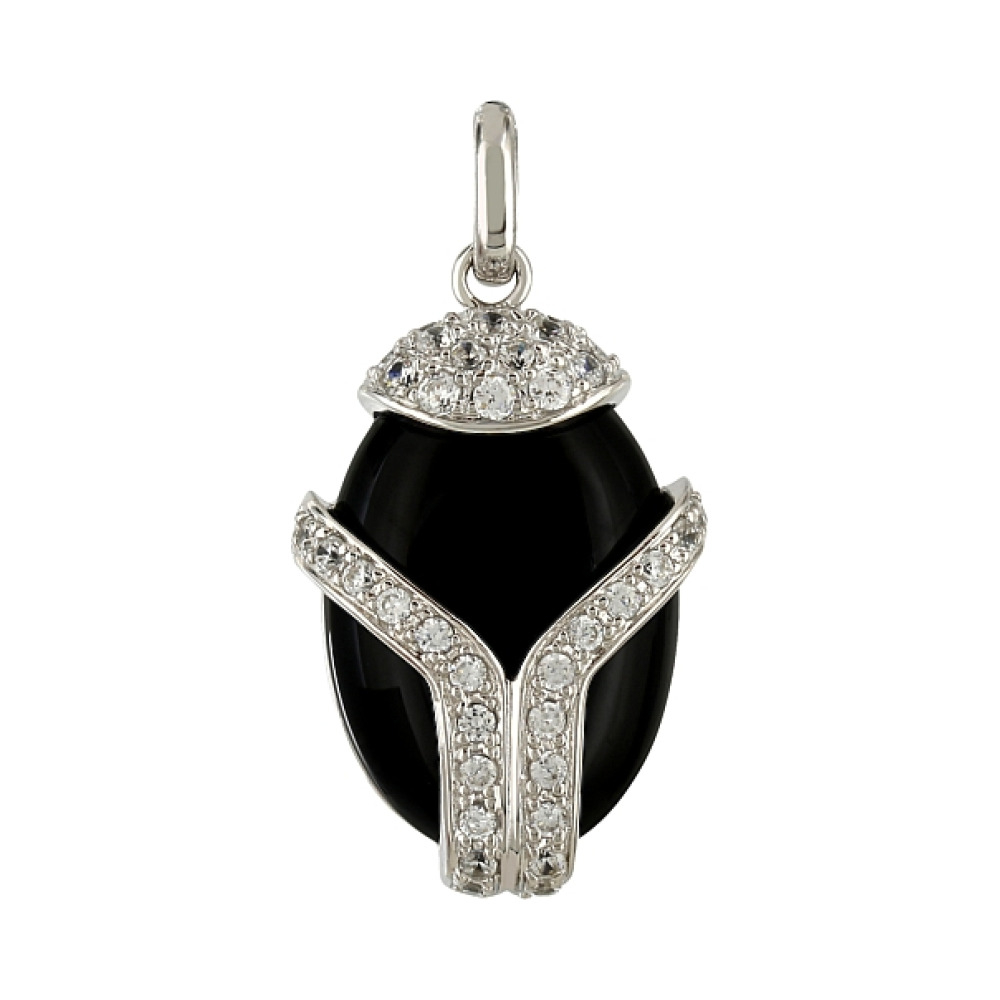 Серебряная подвеска с агатом и фианитом № 107240