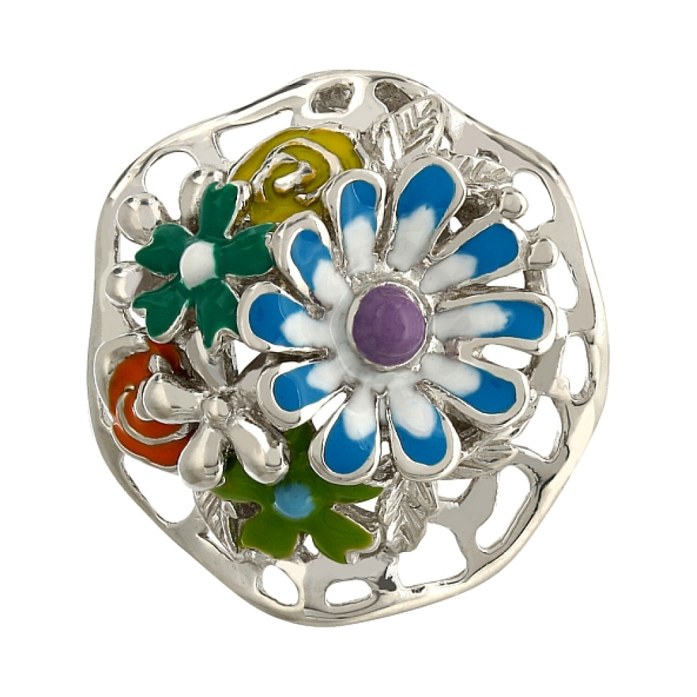 Серебряная подвеска с фианитом и эмалью № 106169