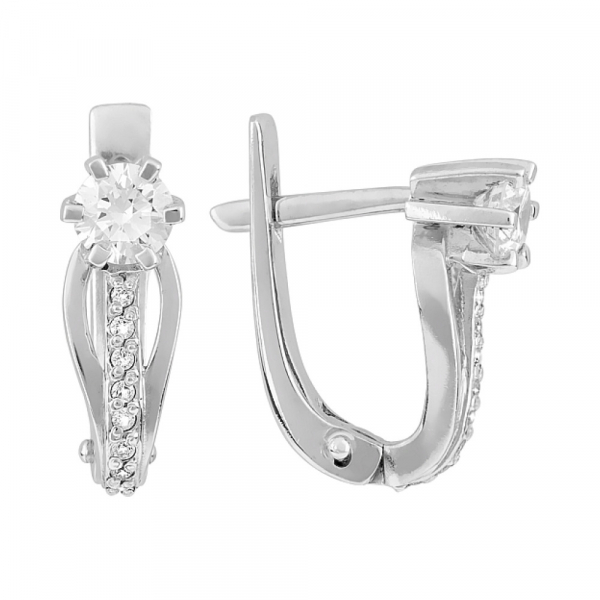 Золотые серьги с бриллиантом № 102321