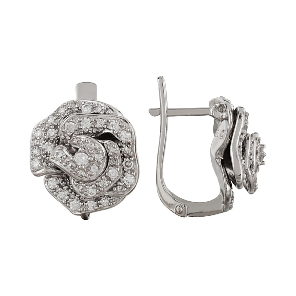 Серебряные серьги с фианитом № 100828