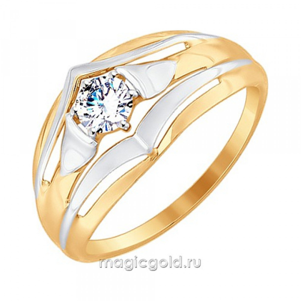 Золотое кольцо с фианитом № 163935