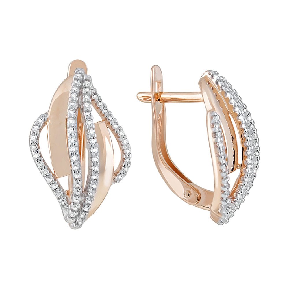 Золотые серьги с фианитами № 123469