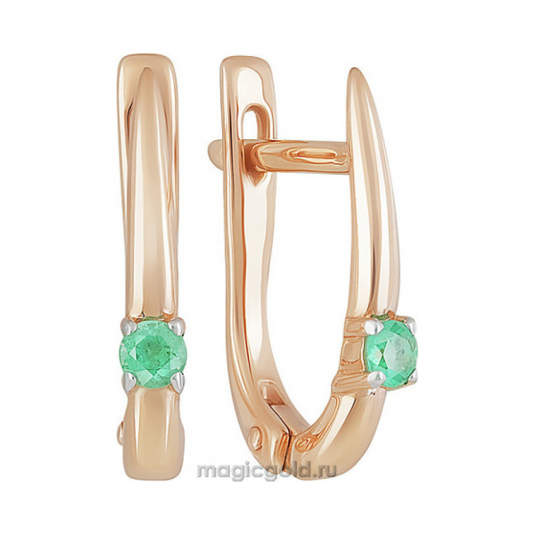 Золотые серьги с изумрудом № 161835