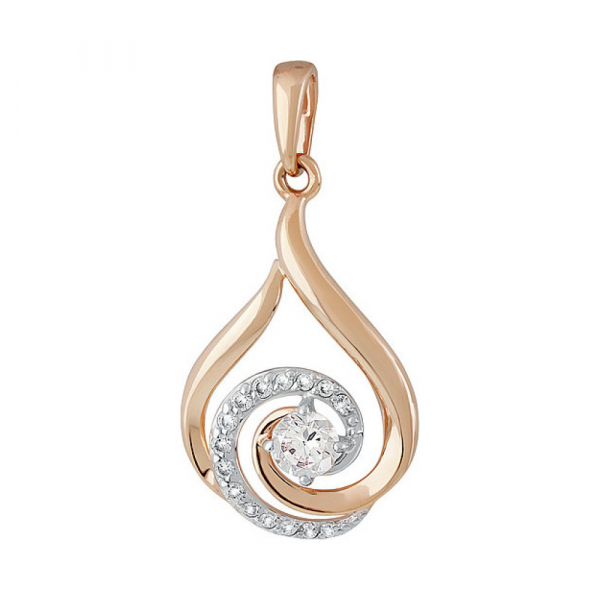 Золотая подвеска с фианитом № 136962