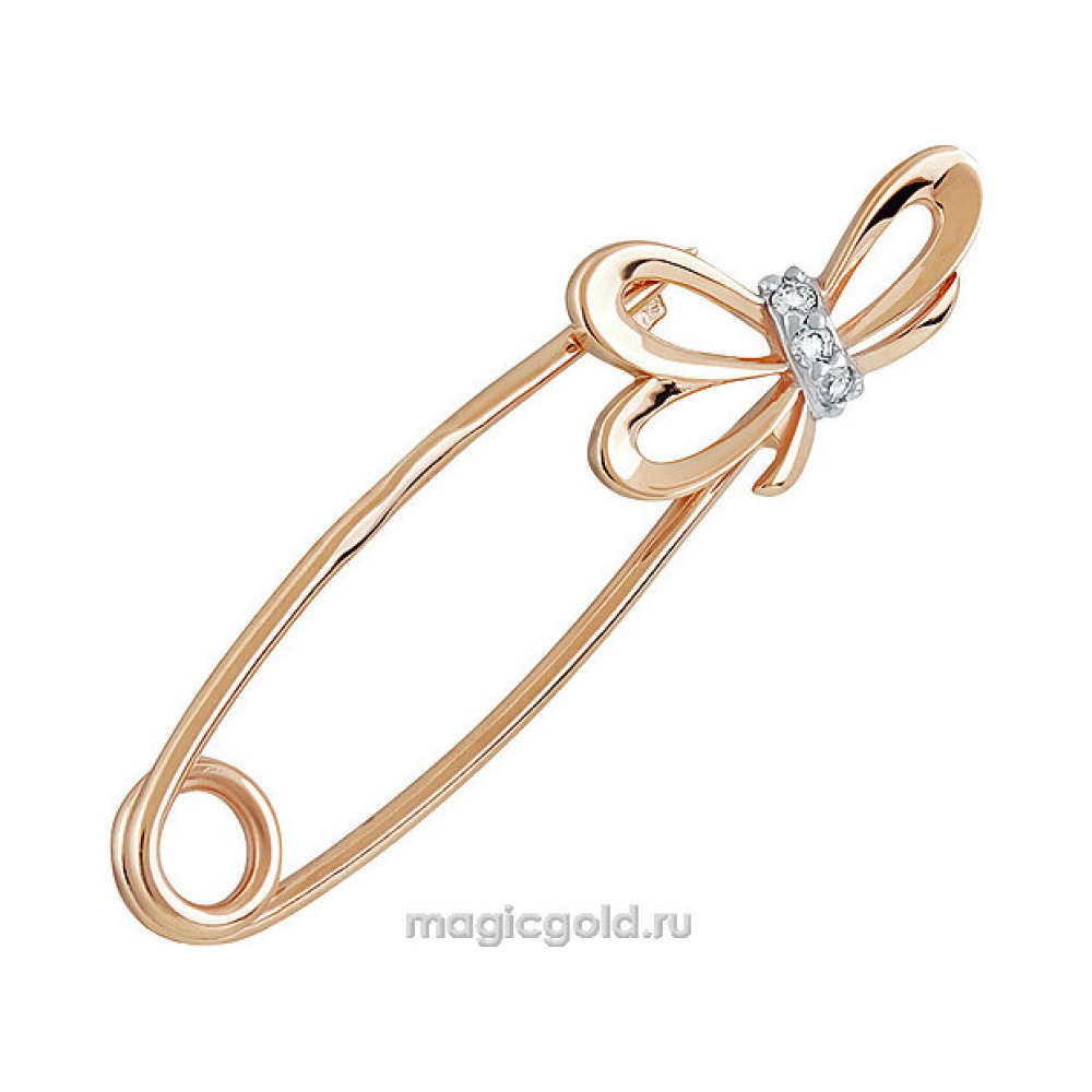 Золотая брошь с фианитом № 137784