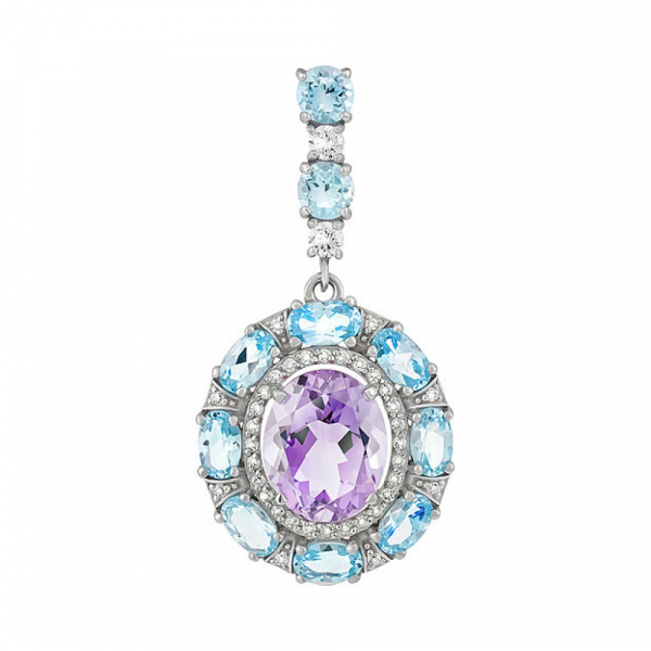 Серебряная подвеска с полудрагоценными вставками и фианитом № 135903