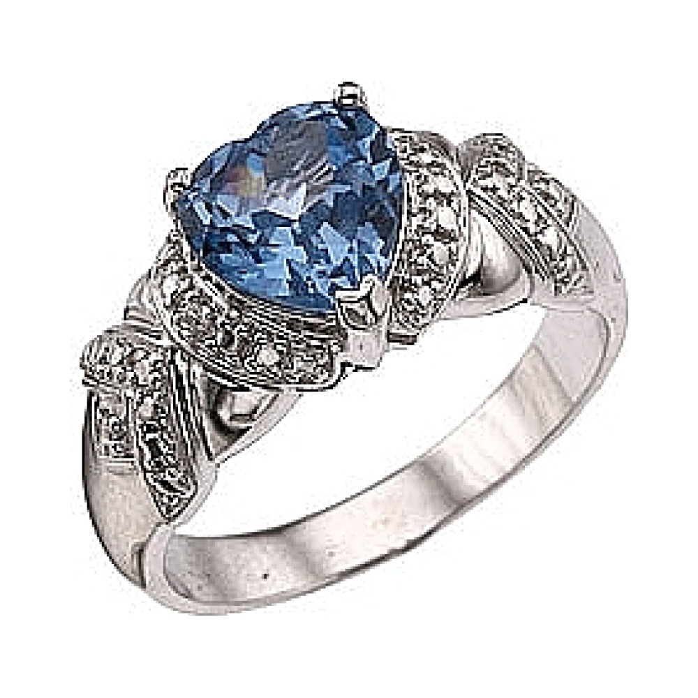 Серебряное кольцо с имитац. шпинели и фианитом № 33688