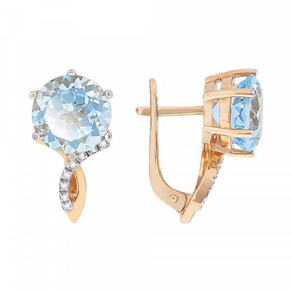 Золотые серьги с топазом и фианитом № 84333