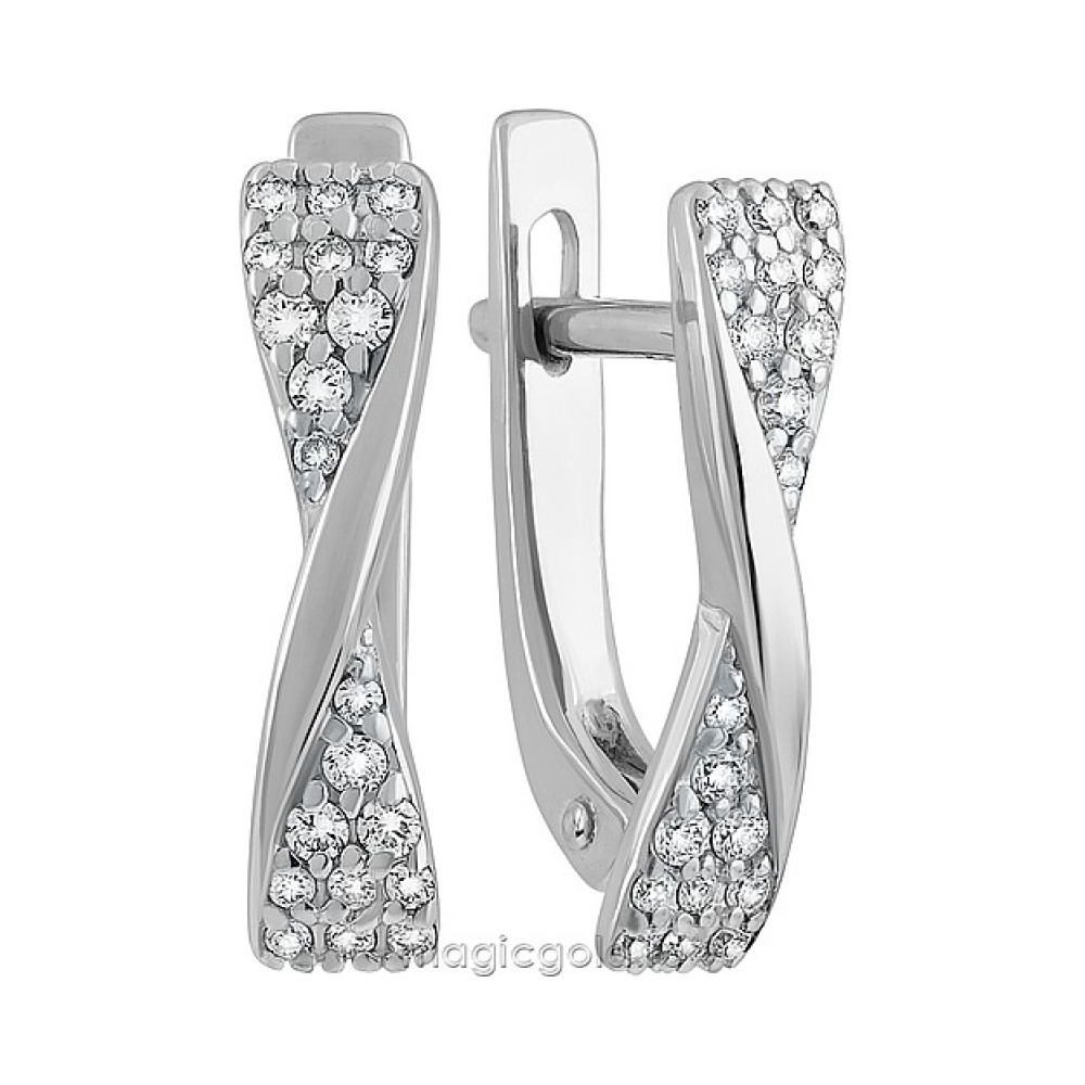 Золотые серьги с бриллиантом № 138240