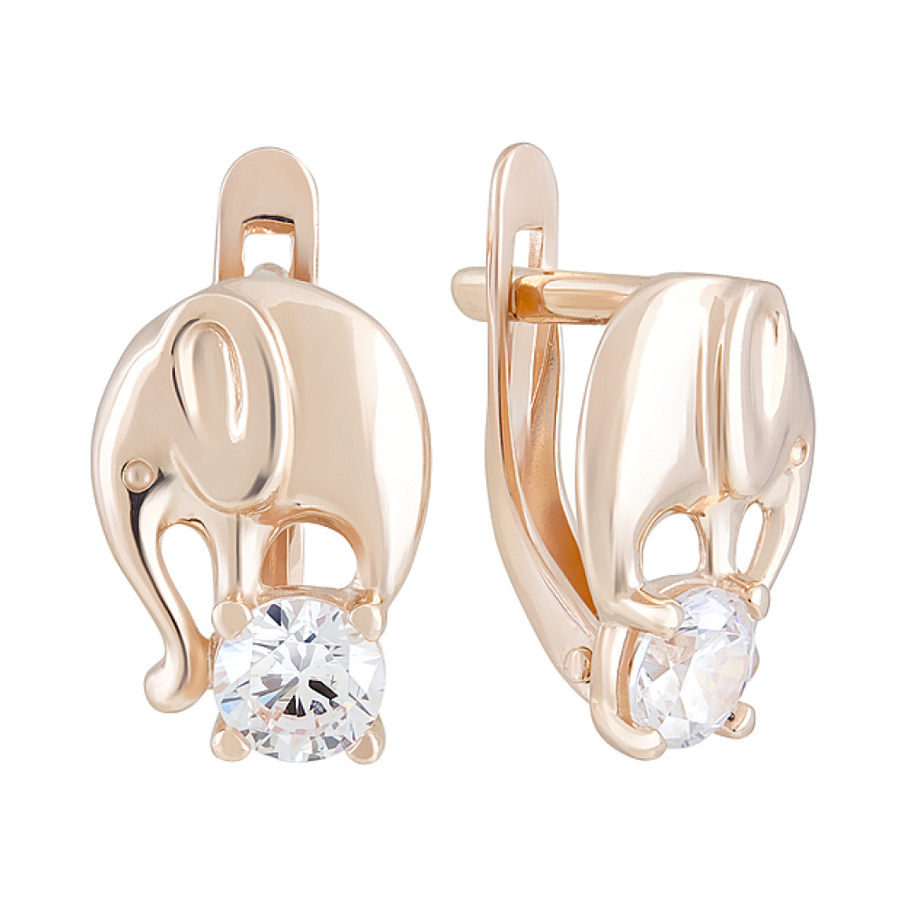 Золотые серьги с фианитом № 124331