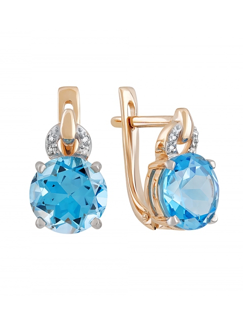 Золотые серьги с топазом и фианитом № 131846