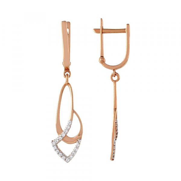 Золотые серьги с фианитом № 97046