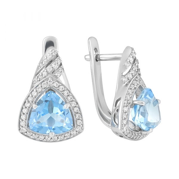 Золотые серьги с топазом и фианитом № 119556