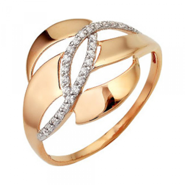 Золотое кольцо с фианитом № 139383