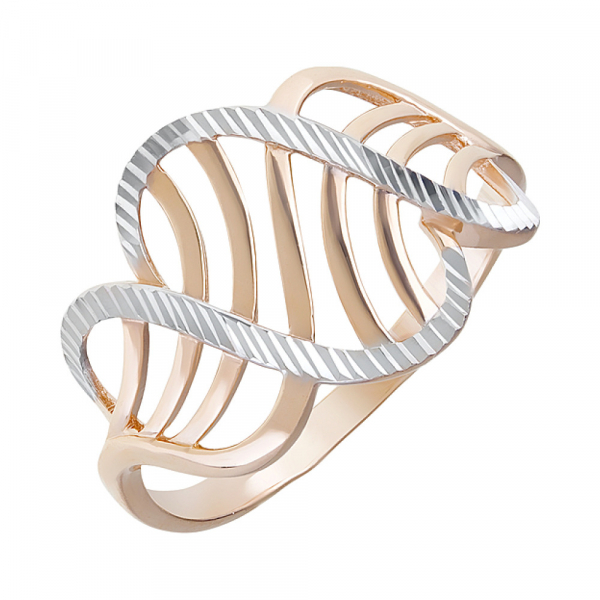 Золотое кольцо без камня с алмазкой № 126386